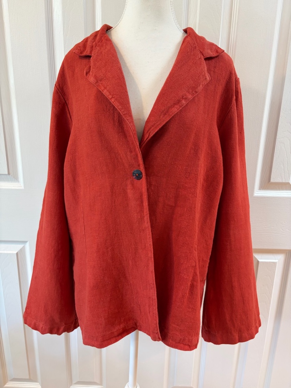 Bryn Walker Burnt Orange 100% Linen One Button Oversized Blazer Size M